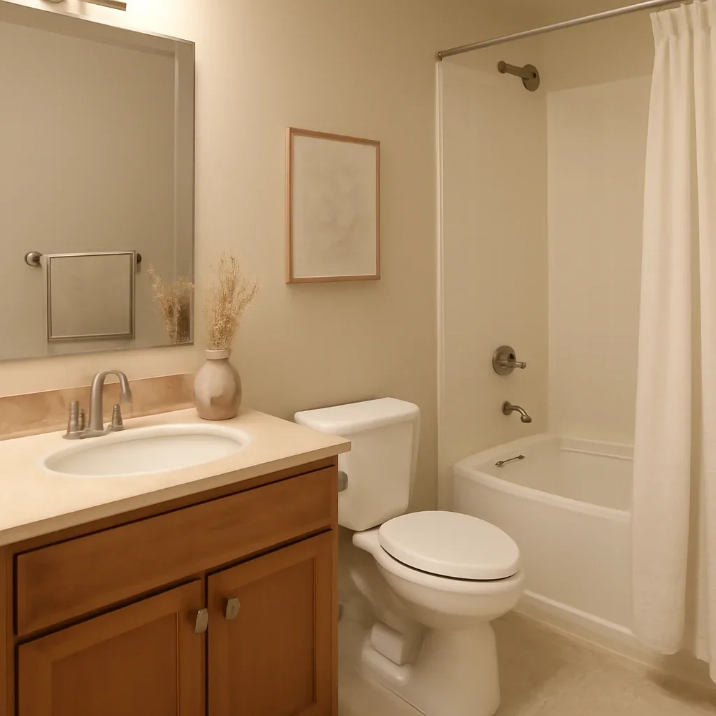 Styled interior detail for how to stage a bathroom for maximum buyer appeal
